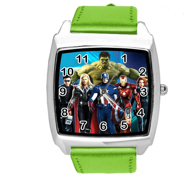 DC UNIVERSE SUPERHERO HULK GREEN LEATHER FILM MOVIE COMICS DVD TV SQUARE WATCH