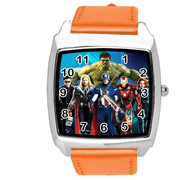 DC UNIVERSE SUPERHERO HULK ORANGE LEATHER FILM MOVIE COMICS DVD TV SQUARE WATCH