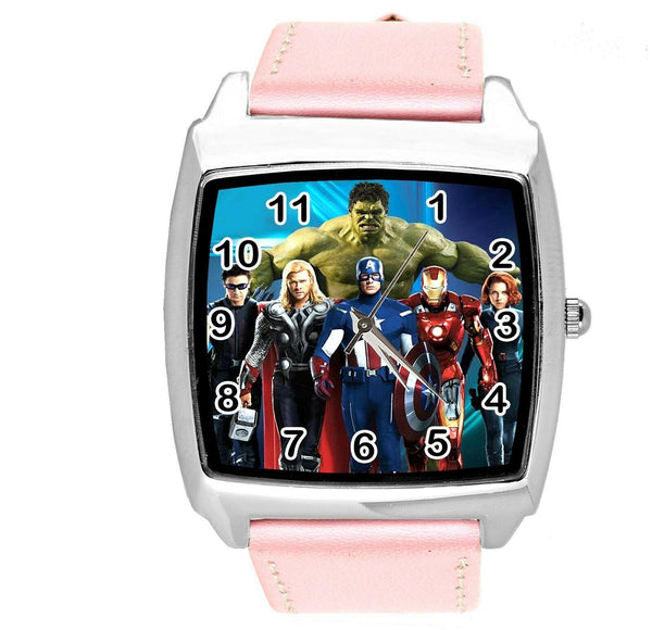 DC UNIVERSE SUPERHERO HULK PINK LEATHER FILM MOVIE COMICS DVD TV SQUARE WATCH