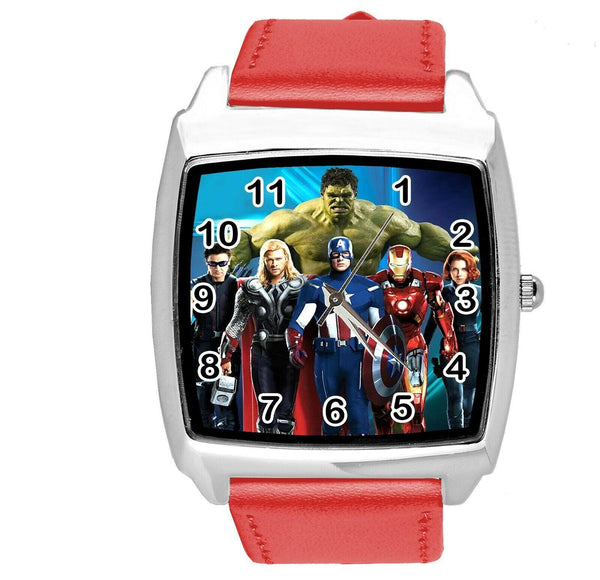 DC UNIVERSE SUPERHERO HULK RED LEATHER FILM MOVIE COMICS DVD TV SQUARE WATCH