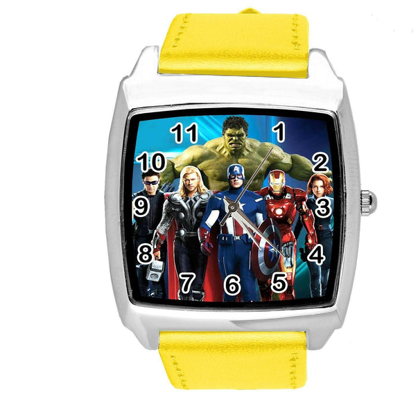 DC UNIVERSE SUPERHERO HULK YELLOW LEATHER FILM MOVIE COMICS DVD TV SQUARE WATCH