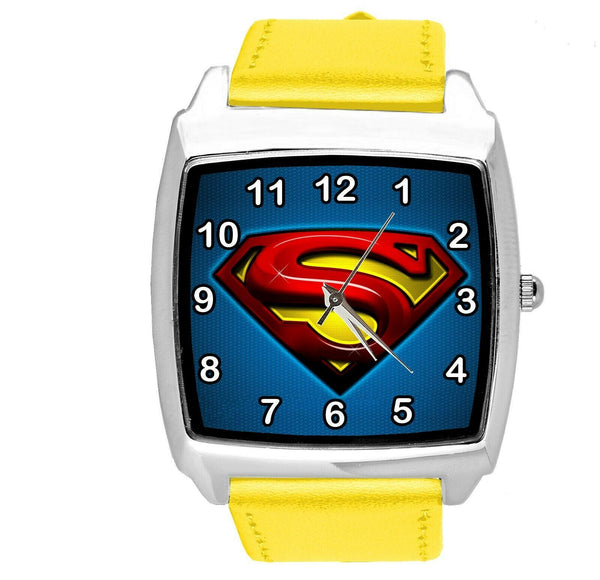 SUPERMAN FILM MOVIE SUPERHERO YELLOW LEATHER SQUARE SCIFI COMICS CD DVD TV WATCH