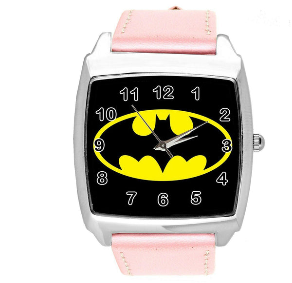 BATMAN DARK KNIGHT SUPERHERO PINK LEATHER FILM MOVIE CD DVD TV SQUARE WATCH