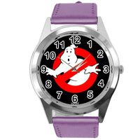 GHOSTBUSTERS FILM SCIFI MOVIE CD DVD PURPLE REAL LEATHER STAINLESS STEEL WATCH