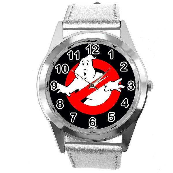 GHOSTBUSTERS FILM SCIFI MOVIE CD DVD SILVER REAL LEATHER STAINLESS STEEL WATCH