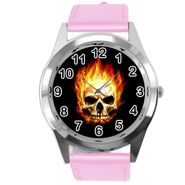 GHOST RIDER SKULL HARLEY HALLOWEEN PINK LEATHER HARD ROCK FILM METAL CD WATCH