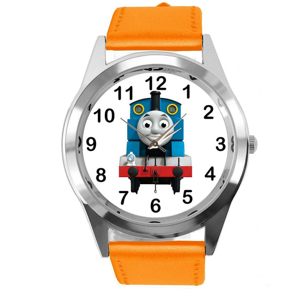 THOMAS TRAIN THE TANK ENGINE FILM Railway BOOK CD DVD ORANGE LEATHER STEEL WATCH