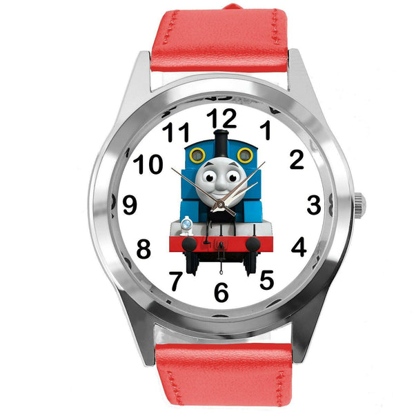 THOMAS TRAIN THE TANK ENGINE FILM Railway BOOK CD DVD RED LEATHER STEEL WATCH