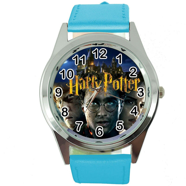 HARRY POTTER e2 WIZARD MAGIC BOOK FILM MOVIE DVD GAME BLUE LEATHER STEEL WATCH