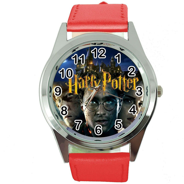 HARRY POTTER e2 WIZARD MAGIC BOOK FILM MOVIE DVD GAME RED LEATHER STEEL WATCH