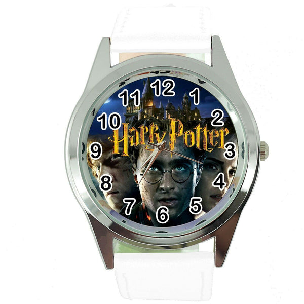 HARRY POTTER e2 WIZARD MAGIC BOOK FILM MOVIE DVD GAME WHITE LEATHER STEEL WATCH