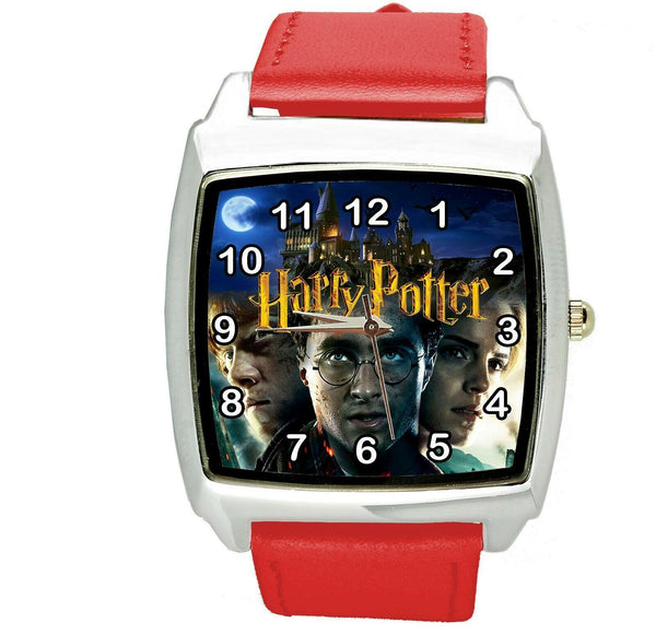 HARRY POTTER  WIZARD MAGIC BOOK FILM MOVIE DVD GAME RED LEATHER SQUARE WATCH