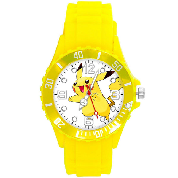 PIKACHU POKEMON GO VIDEO GAME YELLOW SILICONE FILM MOVIE STEEL ROUND DVD WATCH