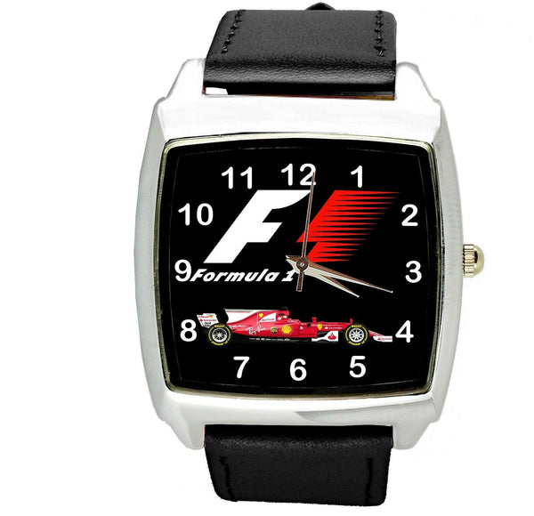 FORMULA ONE F1 RACING BLACK BAND CAR TUNNING Stainless Steel SQUARE WATCH