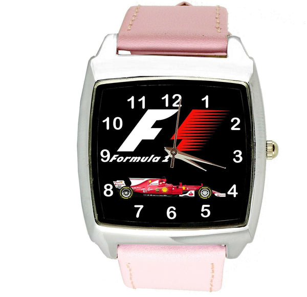 FORMULA ONE F1 RACING PINK BAND CAR TUNNING Stainless Steel SQUARE WATCH
