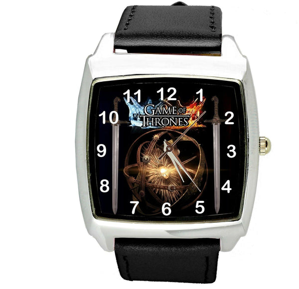 GAME OF THRONES BOOK FILM MOVIE DVD BLACK BAND STAINLESS STEEL CD SQUARE WATCH