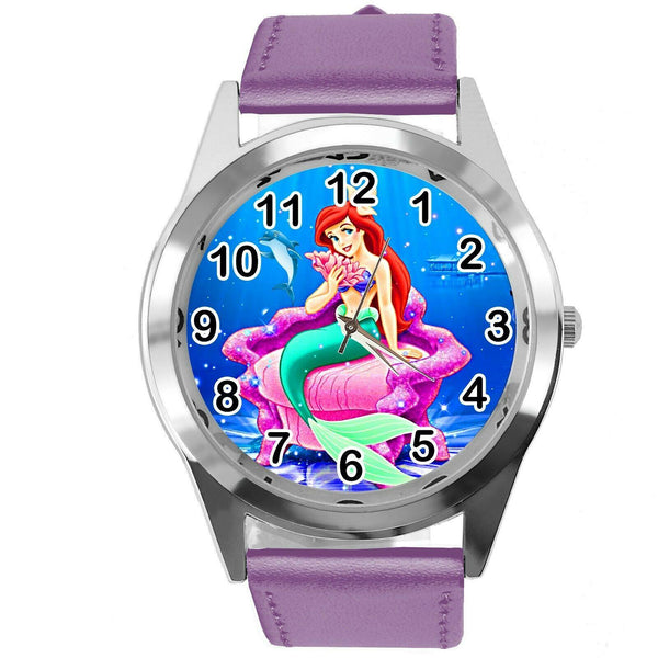 LITTLE MERMAID PURPLE LEATHER FILM MOVIE CD DVD TV ARIEL GIRL  FAIRY TALE WATCH