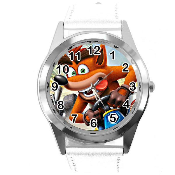 CRASH BANDICOOT VIDEO GAME RACING HERO WHITE LEATHER STEEL CD DVD PS WATCH