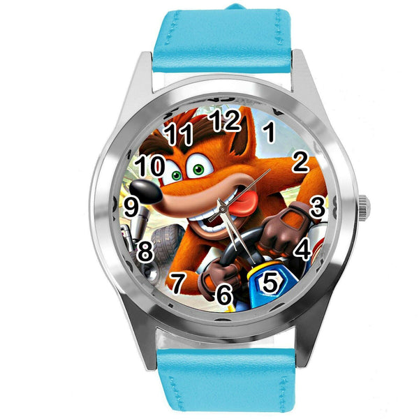 CRASH BANDICOOT VIDEO GAME RACING HERO BLUE LEATHER STEEL CD DVD PS WATCH