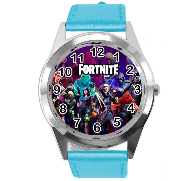 FORTNITE VIDEO GAME CHAPTER HEROES BLUE LEATHER STEEL CD DVD PS ROUND WATCH