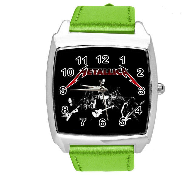 METALLICA GREEN LEATHER MUSIC HEAVY METAL BAND SQUARE CD DVD TV CONCERT WATCH