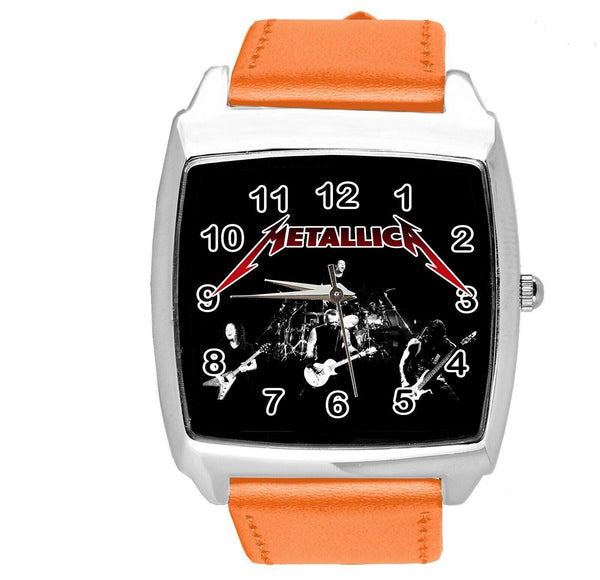 METALLICA ORANGE LEATHER MUSIC HEAVY METAL BAND SQUARE CD DVD TV CONCERT WATCH