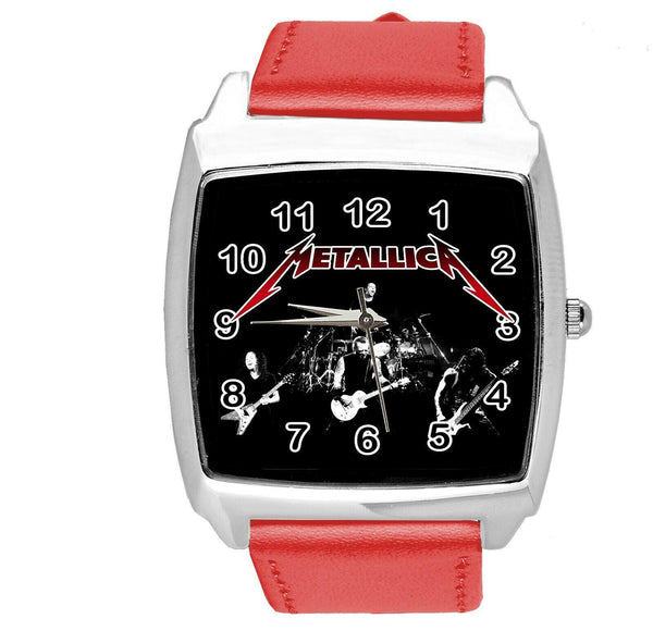 METALLICA RED LEATHER MUSIC HEAVY METAL BAND SQUARE CD DVD TV CONCERT WATCH