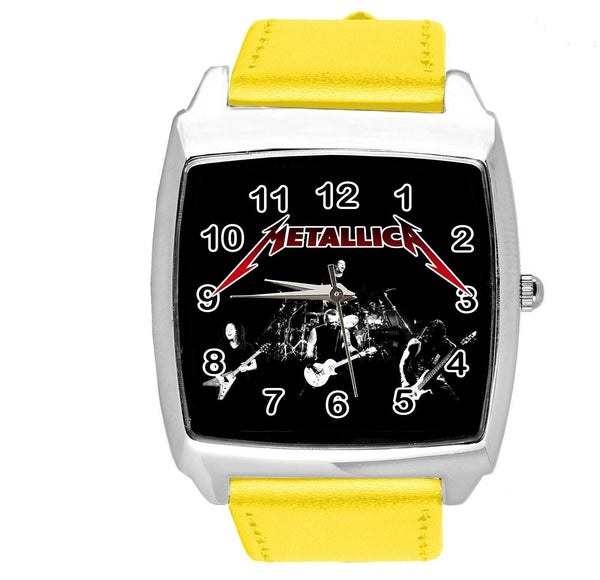 METALLICA YELLOW LEATHER MUSIC HEAVY METAL BAND SQUARE CD DVD TV CONCERT WATCH