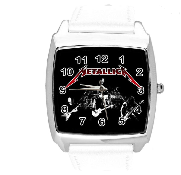 METALLICA WHITE LEATHER MUSIC HEAVY METAL BAND SQUARE CD DVD TV CONCERT WATCH