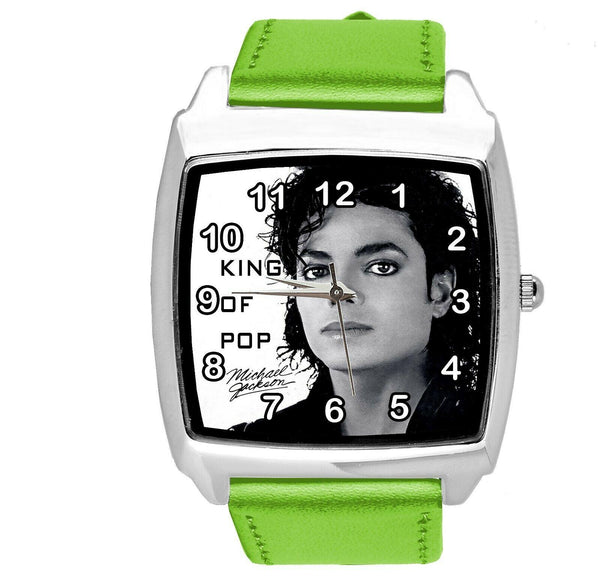 MICHAEL JACKSON MJ MUSIC POP STAR SINGER GREEN LEATHER SQUARE CD DVD WATCH E2