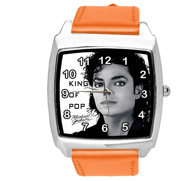 MICHAEL JACKSON MJ MUSIC POP STAR SINGER ORANGE LEATHER SQUARE CD DVD WATCH E2