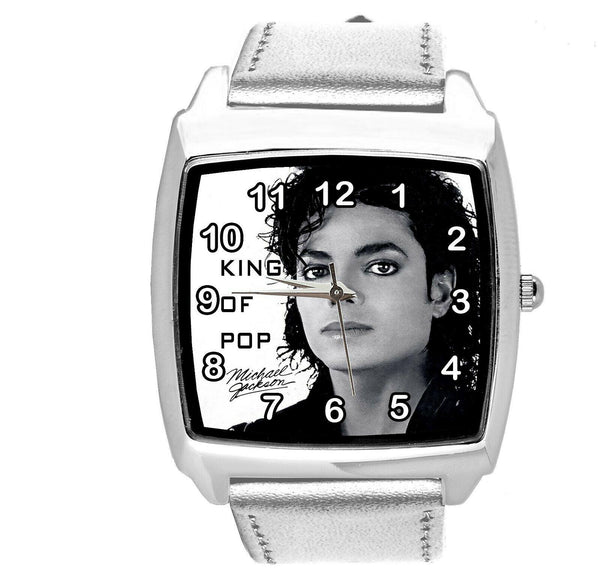 MICHAEL JACKSON MJ MUSIC POP STAR SINGER SILVER LEATHER SQUARE CD DVD WATCH E2