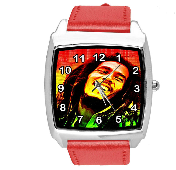 BOB MARLEY JAMAICA REGGAE RASTA SOUL RED LEATHER MUSIC SQUARE CD DVD WATCH E2