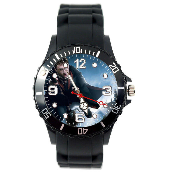 HARRY POTTER WIZARD MAGIC BOOK FILM MOVIE DVD GAME BLACK SILICONE STEEL WATCH