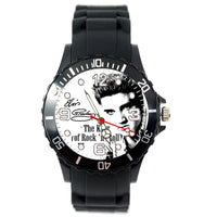 ELVIS PRESLEY WATCH Stainless Steel SILICONE MUSIC KING LEGEND ROUND CD WATCH E0