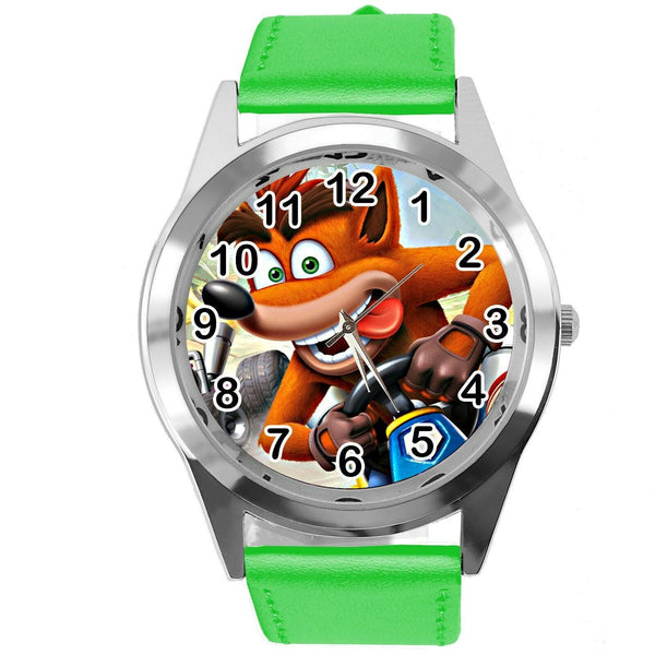 CRASH BANDICOOT VIDEO GAME RACING HERO GREEN LEATHER STEEL CD DVD PS WATCH