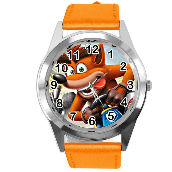 CRASH BANDICOOT VIDEO GAME RACING HERO ORANGE LEATHER STEEL CD DVD PS WATCH