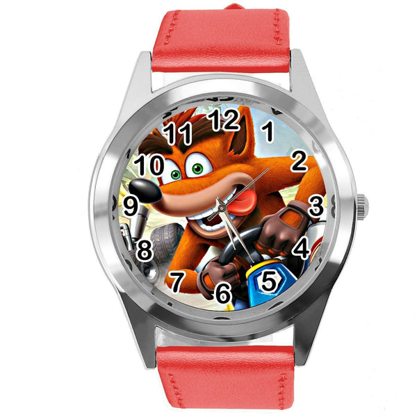 CRASH BANDICOOT VIDEO GAME RACING HERO RED LEATHER STEEL CD DVD PS WATCH