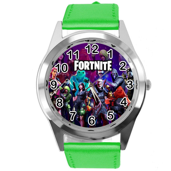FORTNITE VIDEO GAME CHAPTER HEROES GREEN LEATHER STEEL CD DVD PS ROUND WATCH