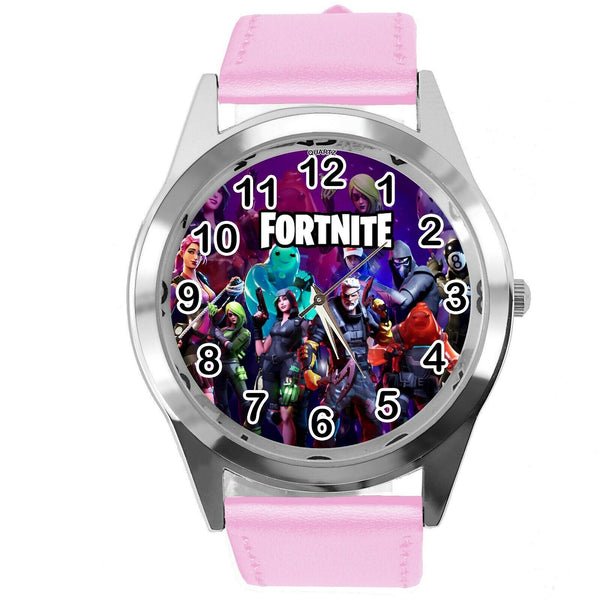 FORTNITE VIDEO GAME CHAPTER HEROES PINK LEATHER STEEL CD DVD PS ROUND WATCH