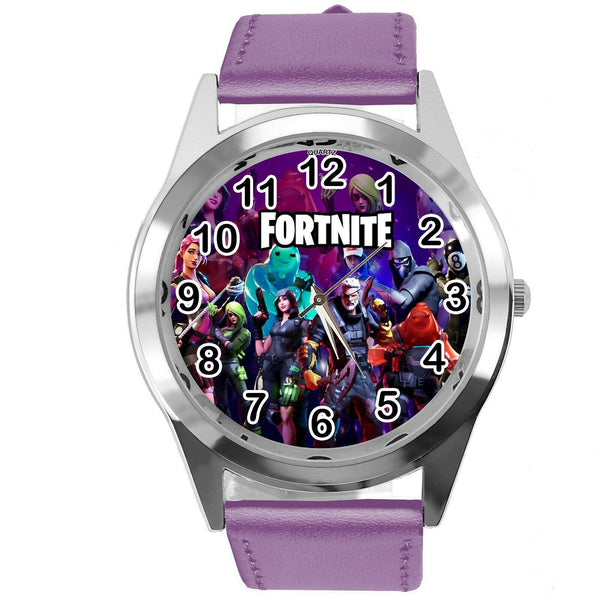 FORTNITE VIDEO GAME CHAPTER HEROES PURPLE LEATHER STEEL CD DVD PS ROUND WATCH