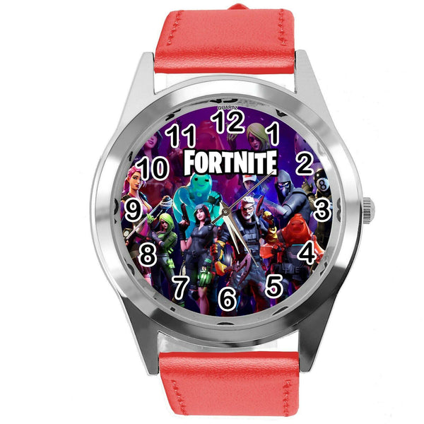 FORTNITE VIDEO GAME CHAPTER HEROES RED LEATHER STEEL CD DVD PS ROUND WATCH