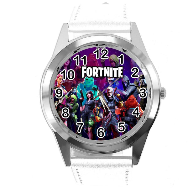 FORTNITE VIDEO GAME CHAPTER HEROES WHITE LEATHER STEEL CD DVD PS ROUND WATCH