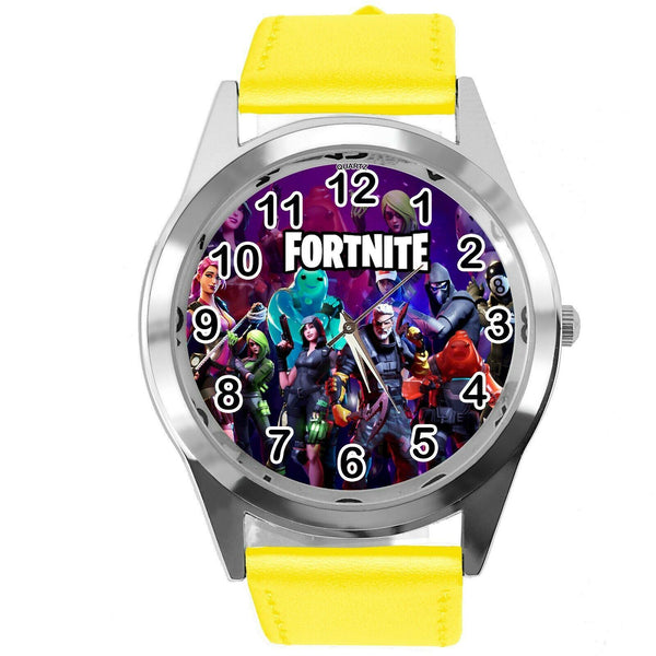 FORTNITE VIDEO GAME CHAPTER HEROES YELLOW LEATHER STEEL CD DVD PS ROUND WATCH
