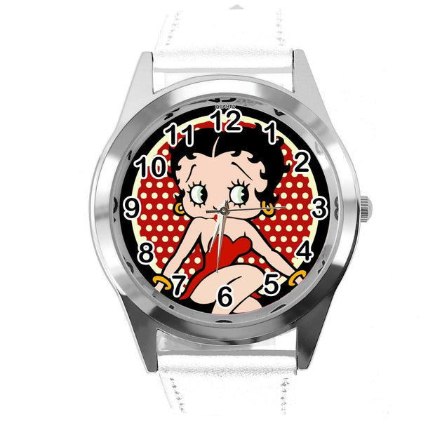 BETTY BOOP CARTOON FILM STAR PINUP GIRL WHITE LEATHER ROUND TV CD DVD WATCH