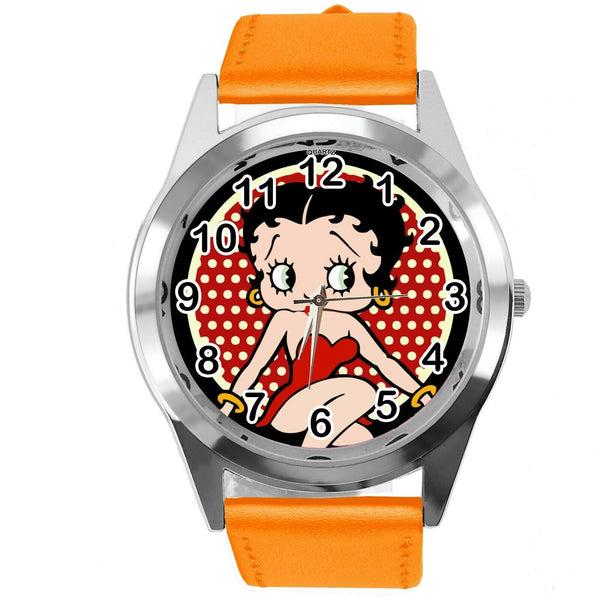BETTY BOOP CARTOON FILM STAR PINUP GIRL ORANGE LEATHER ROUND TV CD DVD WATCH