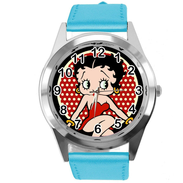 BETTY BOOP CARTOON FILM STAR PINUP GIRL BLUE LEATHER ROUND TV CD DVD WATCH