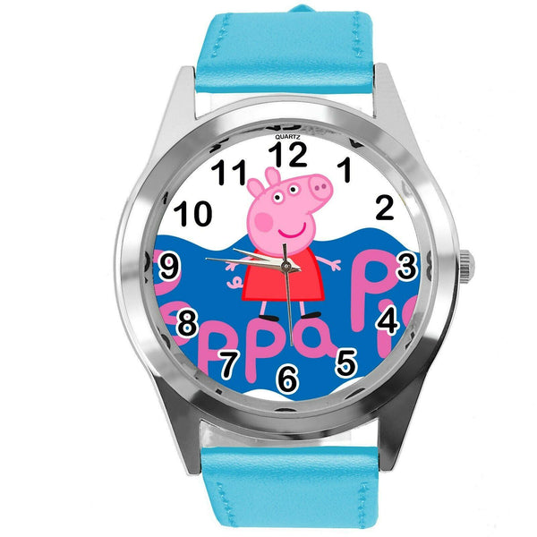 PEPPA PIG PIGLET BLUE LEATHER FILM CARTOON ANIMATION CD DVD TV GAME TOY WATCH