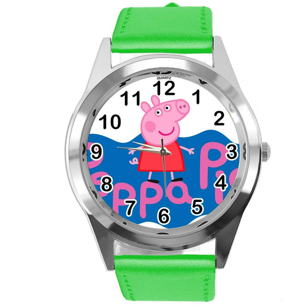 PEPPA PIG PIGLET GREEN LEATHER FILM CARTOON ANIMATION CD DVD TV GAME TOY WATCH