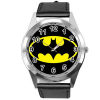 BATMAN DARK KNIGHT SUPERHERO BLACK LEATHER FILM MOVIE CD DVD TV ROUND WATCH